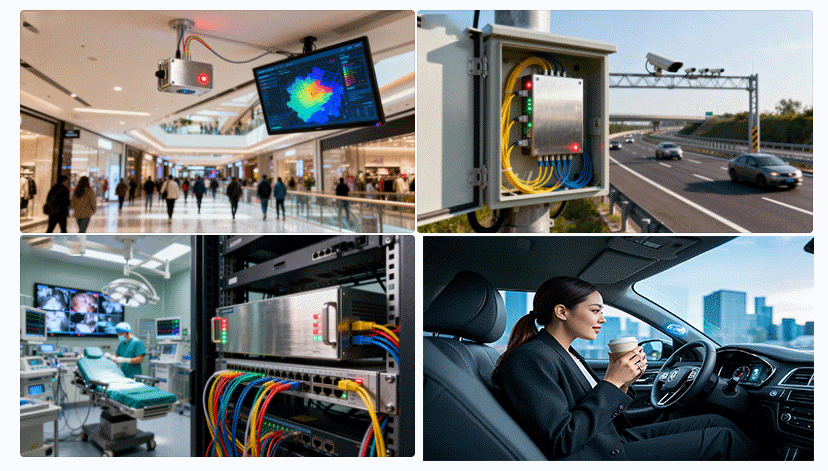 光开关在室内定位、智能交通、医疗通信等典型场景示意图 - 广西科毅