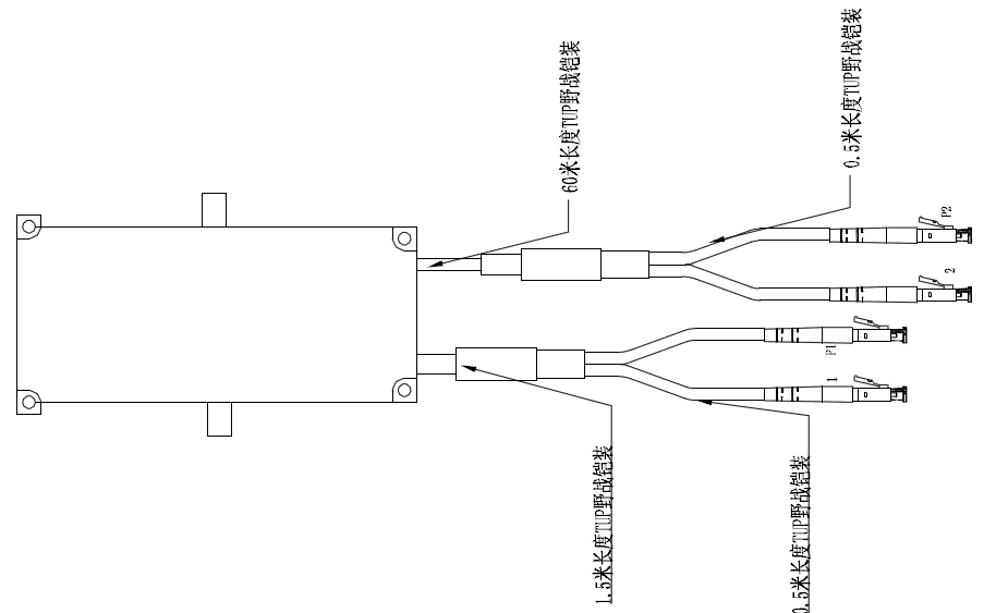 D1×1手动双向按压常闭型光开关+分光器封装尺寸图 - 科毅光通信
